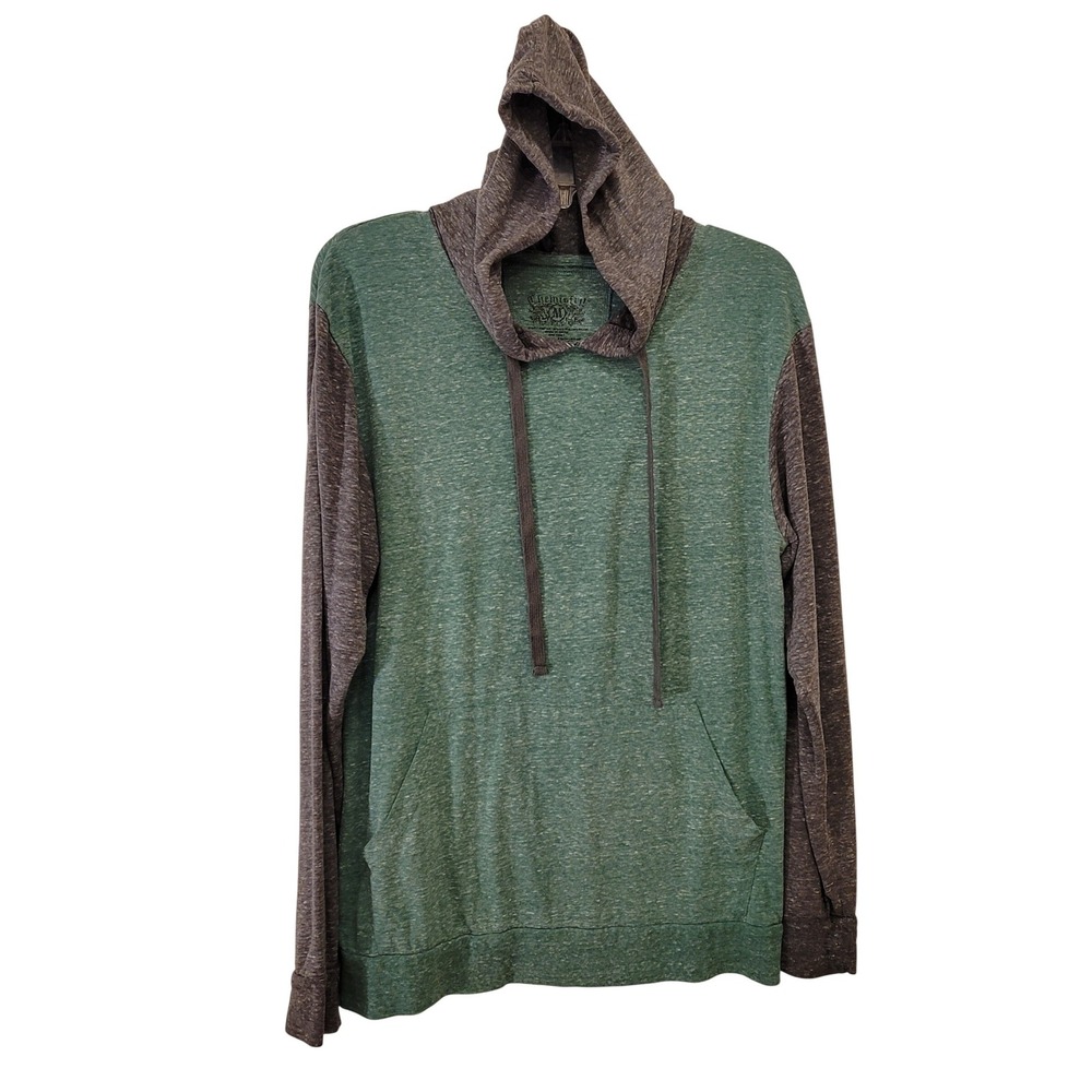 Chemistry Colorblock Hoodie Pullover Green Grey Size M